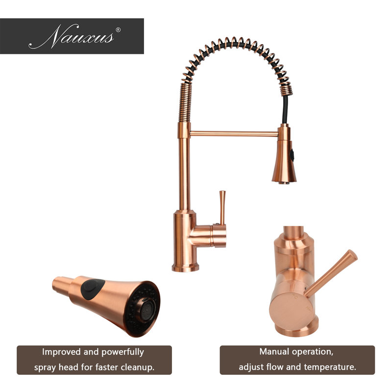 Nauxus Spring Single Handle Copper Kitchen Sink Faucet Wayfair